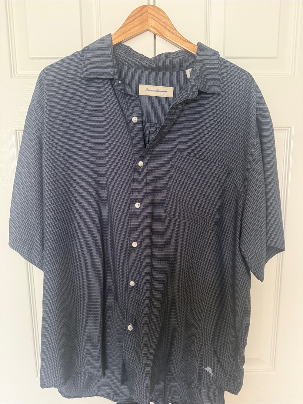 Men’s button up, Tommy Bahama navy shirt